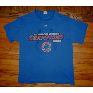 Chicago Cubs 2008 Central Division Champions L TShirt Double Sided Team Roster